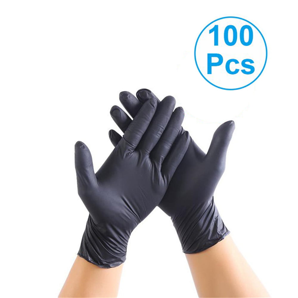 100pcs Nitrile Gloves Rip Resistant Disposable Black Gloves Work Safety Gloves 