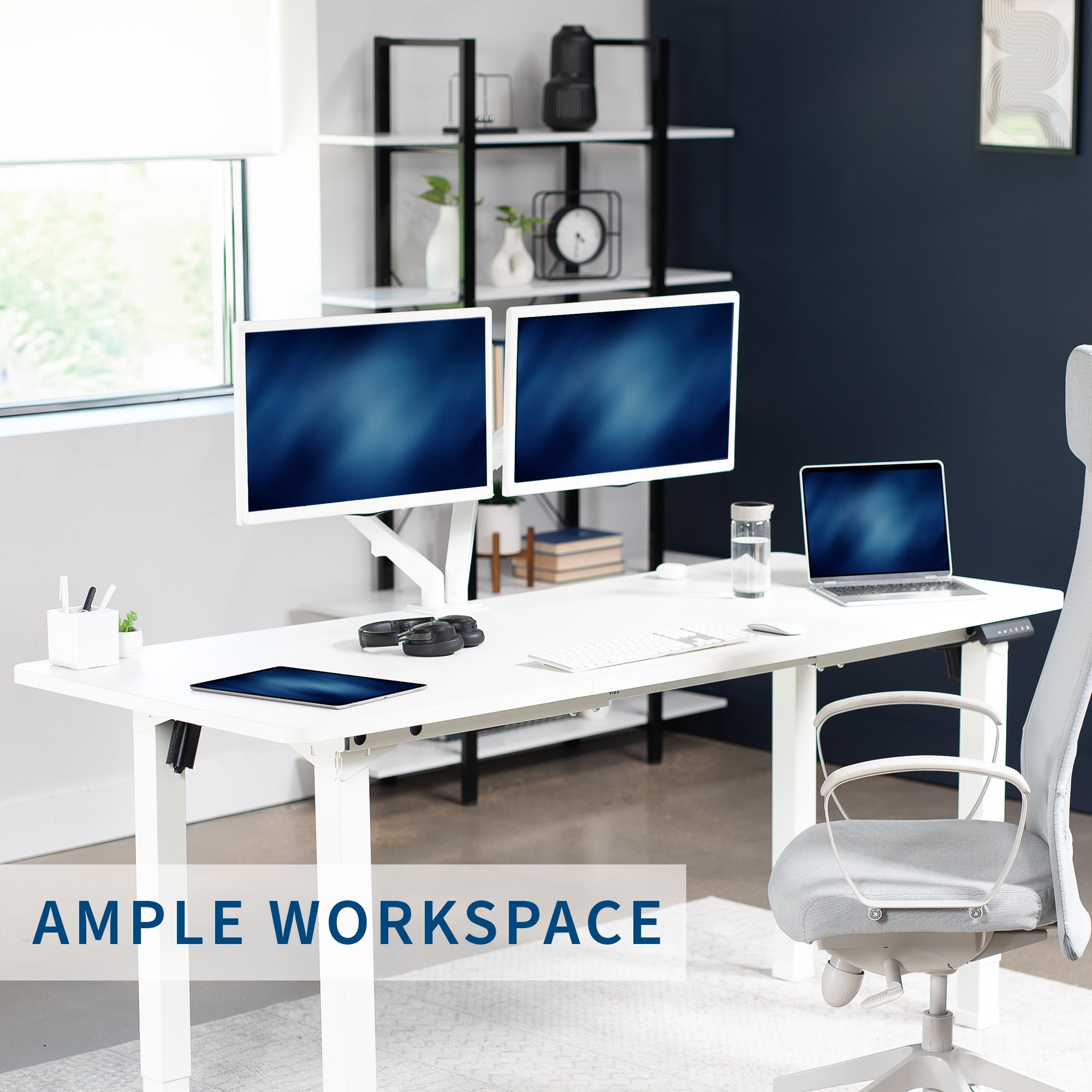 VIVO Electric 71” x 30” Standing Desk, White Table Top, White Frame