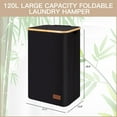 thumbnail image 5 of Laundry Hamper with Lid  DOFASAYI 120L Foldable Laundry basket with Bamboo Handles, Black, 5 of 5