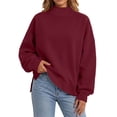 thumbnail image 5 of Horkkom Mock Neck Sweatshirt Oversized Casual Pullover Tops Daily Solid Color Fall Winter Sweatshirts Side Slit M, Gifts for Women, 5 of 8