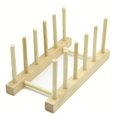 thumbnail image 1 of Bamboo Wooden Dish Rack, Plate Rack Stand Pot Lid Holder, Kitchen Cabinet Organizer for Bowl, Dish, Cup, Cutting Board and More, 1 of 5