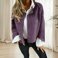 thumbnail image 4 of Winter Women Jacket Round Neck Thick Fleece Open Stitch Short Type Cardigan Long Sleeves Short Type Warm Windproof Heat Retention Outdoor Coat, 4 of 8