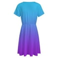 thumbnail image 5 of Blue Purple Gradient Dress Summer Street Style Dresses Female Short Sleeve Printed Sundress, 5 of 7