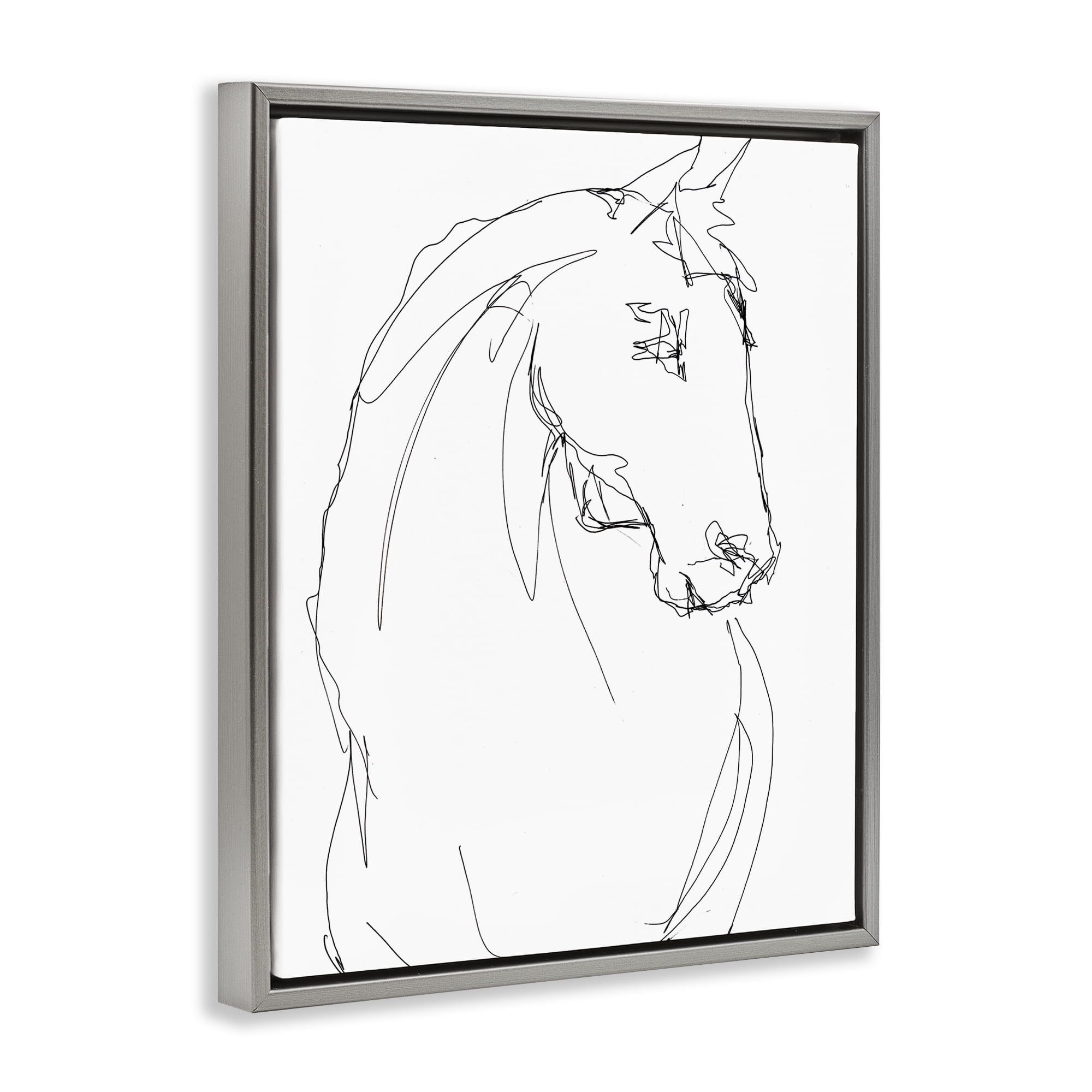Stupell Industries Sketched Horse Contour Gray Framed Floater Canvas Wall Art, design by Lorenzo Collective
