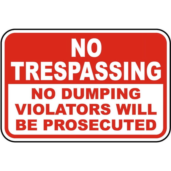 Vinyl Stickers - No Trespassing No Dumping Sign - Safety and Warning Warehouse Signs Stickers - 3.5" x 5" - 3 Pack