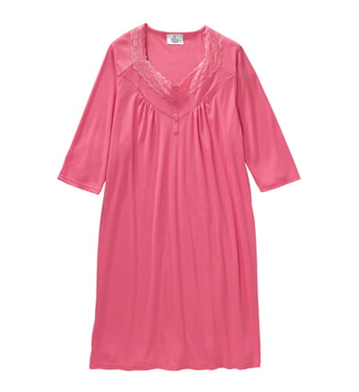 Pink 2XL Silverts Adaptive Clothing & Footwear Womens Open Back Knit Nightgown with Diamond Neck and Soft