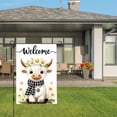 thumbnail image 3 of Amhnf Welcome Cute Cow With Daisy Crown And Checkered Scarf Garden Flag For Home Outdoor Garden Yard Decor 12x18 inch, 3 of 5