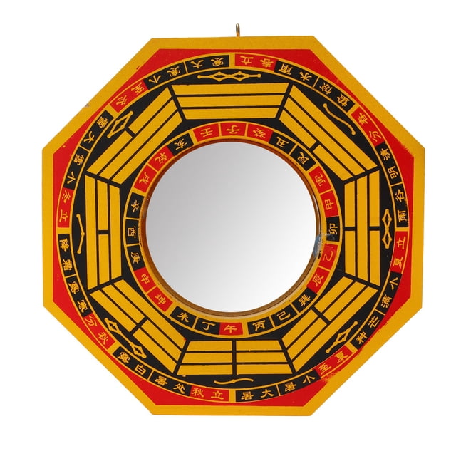 Espejo Bagua Feng Shui de 8 pulgadas con aspecto convexo, tablero de partículas de madera y metal, decoración china de Feng Shui para regalo de inauguración de la casa.