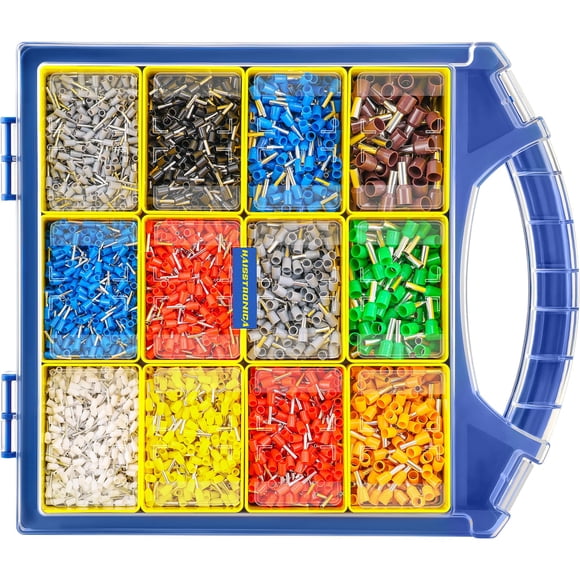 haisstronica Kit de Connecteurs de Ferrules de Fil - 5000 Pcs AWG22-7 12 Tailles de Bornes de Goupilles Assorties dans l'Emballage, Embouts de Goupilles de Cordon Isolés Connecteurs de Ferrules Utilisés pour la Crêpe