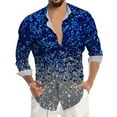 thumbnail image 2 of Mens Shirts Carnival Glitter Sequin Print Party Long Sleeve Button Down Top Casual Festival Celebration Comfortable Shirt for Men Blue L, 2 of 4