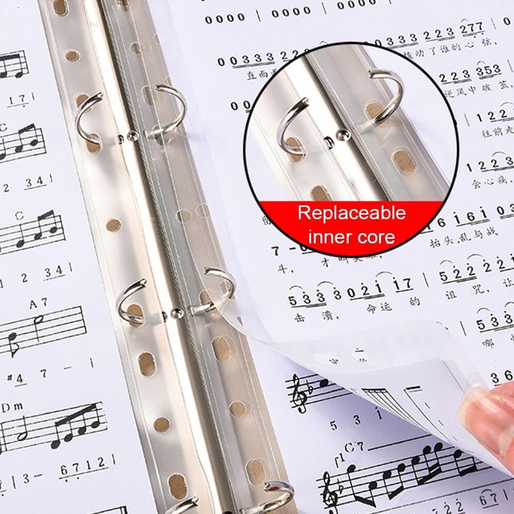 Expandable 40-Page Sheet Music Folder for Piano, A4/A3 Spiral Binder 270x325mm, PU Leather Organizer with 20 Sleeves, Lies Flat for Performance(wwx)