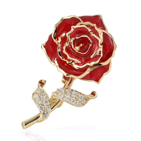 - Floral Brooch Pins for Women Brides Flower Brooch Badge 24K Gold Jewelry Gift For Her, 24K Gold Dipped Gold Rose Brooches Pin