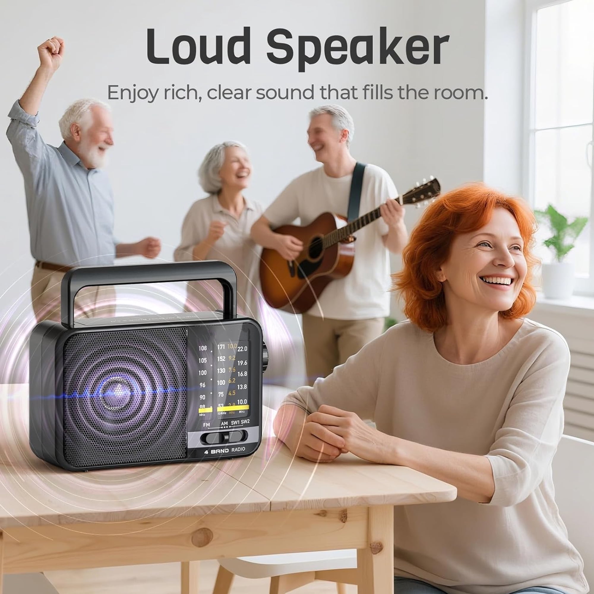 Portable AM / FM Radio,Small Operated Analog Radio,Portable Shortwave Radio,Battery Powered or DC USB,Suitable for Home & Outdoor Use,Small Gifts for Seniors Elderly