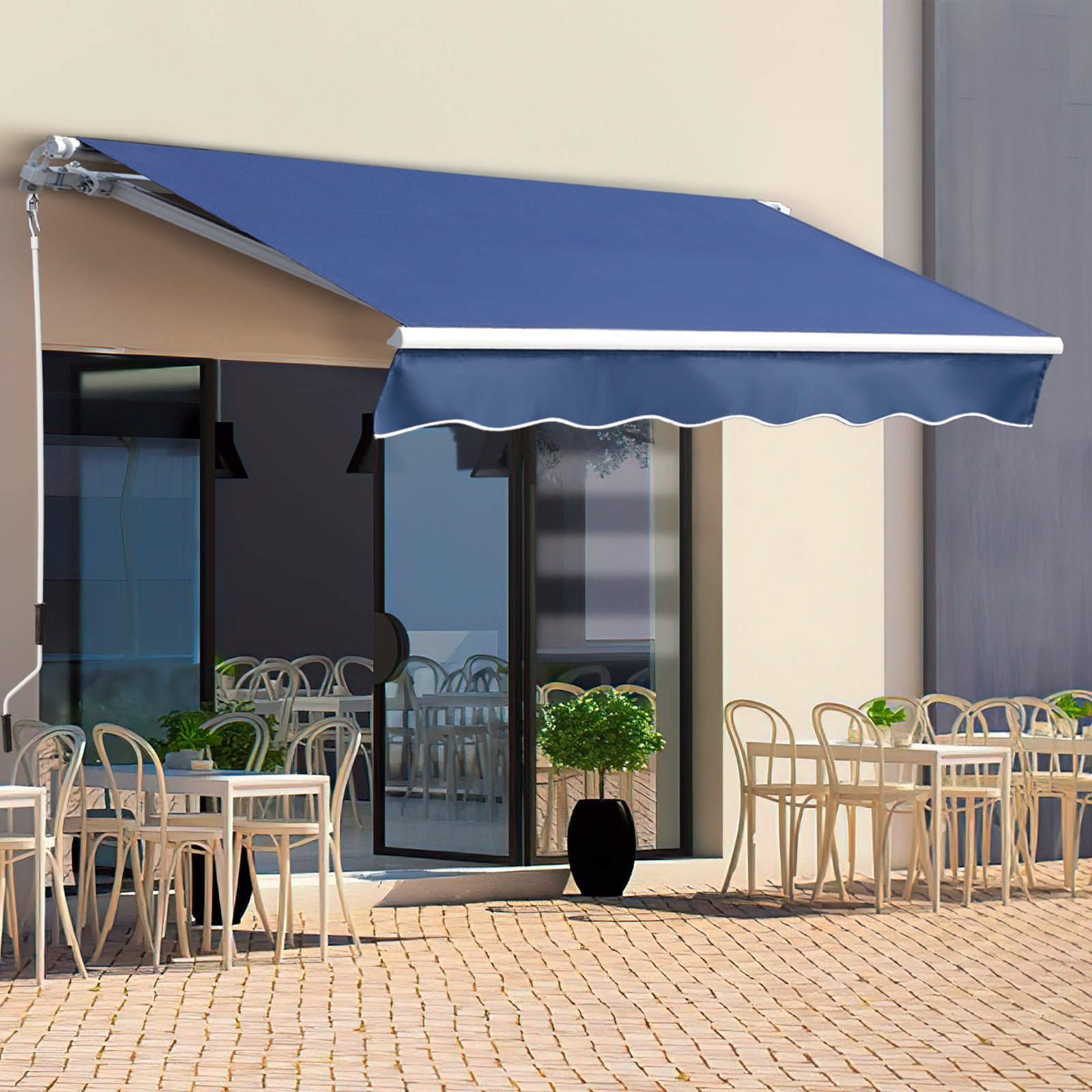 Magic Union 9.8' x8.2' Manual Retractable Patio Awning, Outdoor Canopy Sunshade Shelter with