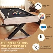 Roromall 7 FT Pool Tables, Wooden Billiards Table with with Balls and Cues, Complete Billiards Set for Family