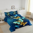 thumbnail image 5 of Navy Blue Bedding Set King Teal Gold Butterfly Comforter Set for Women , Chic Animal Duvet Insert Gradient Wildlife Quilt Sets, Golden Splatters Polka Dots Bedding Comforters & Sets Microfiber, 5 of 5