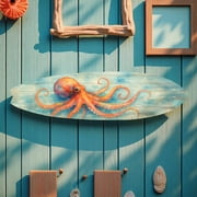 Octopus Surfboard Wall Art – Coastal Nautical Decor, PVC Outdoor Beach Sign, Ocean Lover Gift, Octopus Decoration, 3 Foot