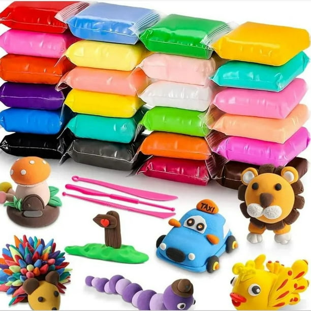 Juego de arcilla ligera de secado al aire | 36 Colores Arcilla de modelar suave y ligera | Kit de plastilina artesanal de bricolaje con herramientas para esculpir variadas | No tóxico, mezclable