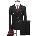 thumbnail image 2 of 2023 Fashion  Men‘s Leisure Boutique Double Breasted Solid Color Suit 2 Piece Set Drees Blazers Jacket Pants Trousers Two Pcs, 2 of 7