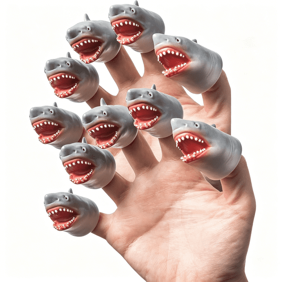 BESTSKY Shark Finger Puppet Set, 10 Pieces Mini Animal Puppets for Storytelling and Quirky Gifts
