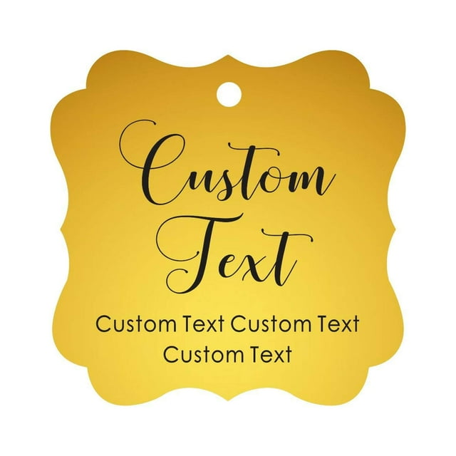 Darling Souvenir Personalized Paper Hang Tags Custom Text Wedding Party Gift Favor Tags -Metallic Gold-100 Tags