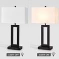 thumbnail image 5 of Touch Control Bedside Table Lamps with 2 USB Ports 3-Way Dimmable Modern Nightstand Lamp Sets Bedside Desk Lamp with Fabric Shade For Bedroom Table Living Room Reading (Black Base), 5 of 8