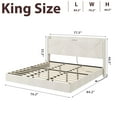 thumbnail image 2 of King Size Floating Bed Frame with LED Lights & Charging Station - Upholstered Platform Bed with Storage Headboard, Folding Shelves & Metal Slats, No Box Spring Needed, Beige, 2 of 8