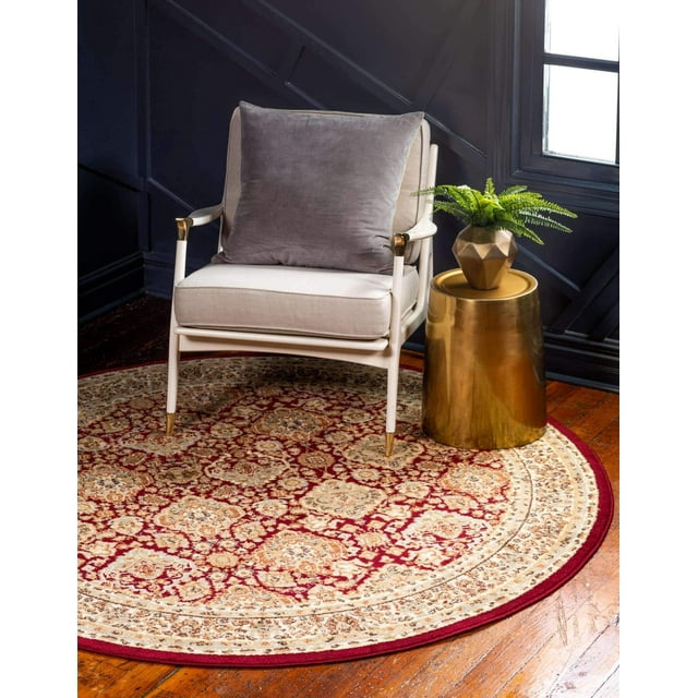 Unique Loom Voyage Collection Traditional Oriental Classic Intricate Design Area Rug, 6 ft x 6 ft, Red/Ivory