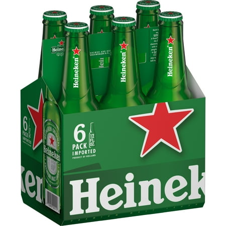 Heineken Original Netherlands Lager Import Beer, 6 Pack, 12 fl oz Bottles, 5% ABV