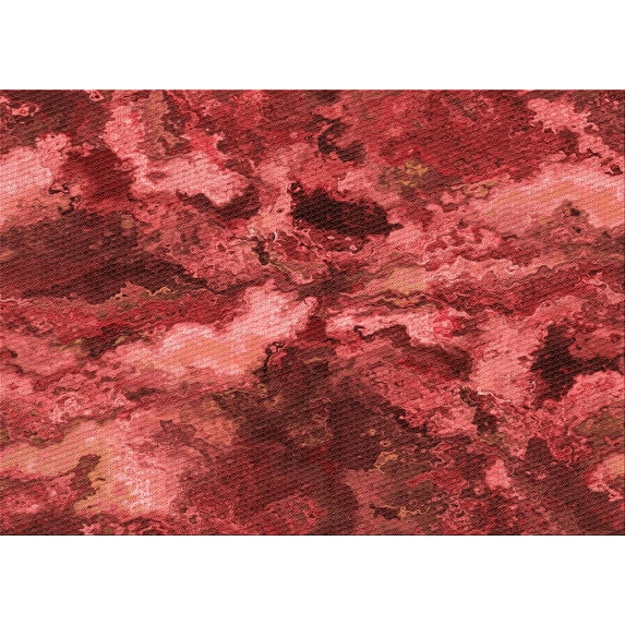 Ahgly Company Machine Washable Indoor Rectangle Transitional Grapefruit Red Area Rugs, 6' x 9'