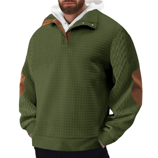 Sudadera sin capucha para hombre, de invierno, con cuello alto, botones, estilo "Return to the Ancients", tapeta frontal con empalme, sudadera pequeña con capucha, blusa de poliéster para hombre.