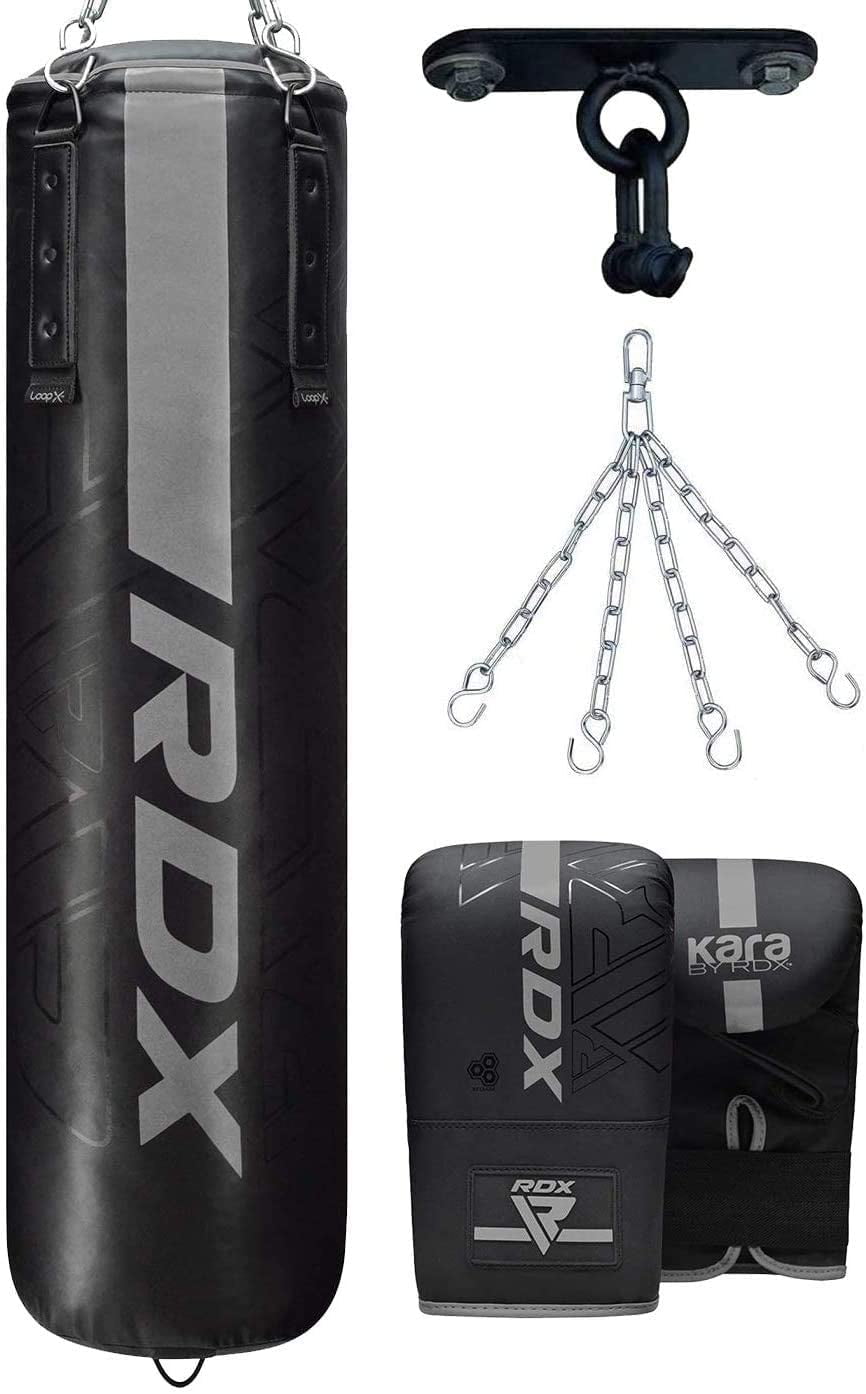 RDX Filled Punch Bag Heavy Duty KickBoxing Set Punching Hanging Bags Gloves 4Pc 