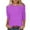 Purple, variant on 3/4 Sleeve Tops for Women Plus Size Black Blouses for Women Dressy Casual Three Quarter Length Tunic Tops Round Neck Loose Fit Pullover Baseball Tees Pink,XXXL