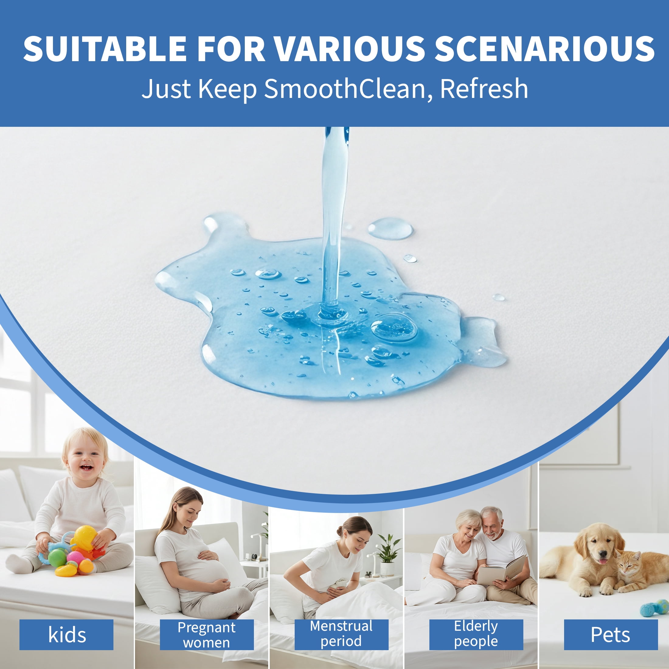 CISILOV Queen Size Waterproof Mattress Protector, Soft Microfiber Noiseless Waterproof Mattress Cover, Deep Pocket Fits 2-10 Inch Mattress, Hypoallergenic Bed Mattress Protector for Kids Pets