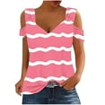 thumbnail image 1 of Camisas de Manga Corta para las Mujeres, Cuello en V Plegable de Impresión Del Hombro Top Casual Hecho de Poliéster Cómodo para el Verano, Tops de Bikini para las Mujeres, 1 of 5