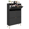thumbnail image 1 of HOMCOM Shoe Storage Cabinet with 3 Flip Drawers for 18 Pairs of Shoes Black, 1 of 10