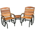 thumbnail image 3 of Jack-Post Hardwood Outdoor Gliding Tete-a-Tete Chairs in Bronze Frame, 3 of 7