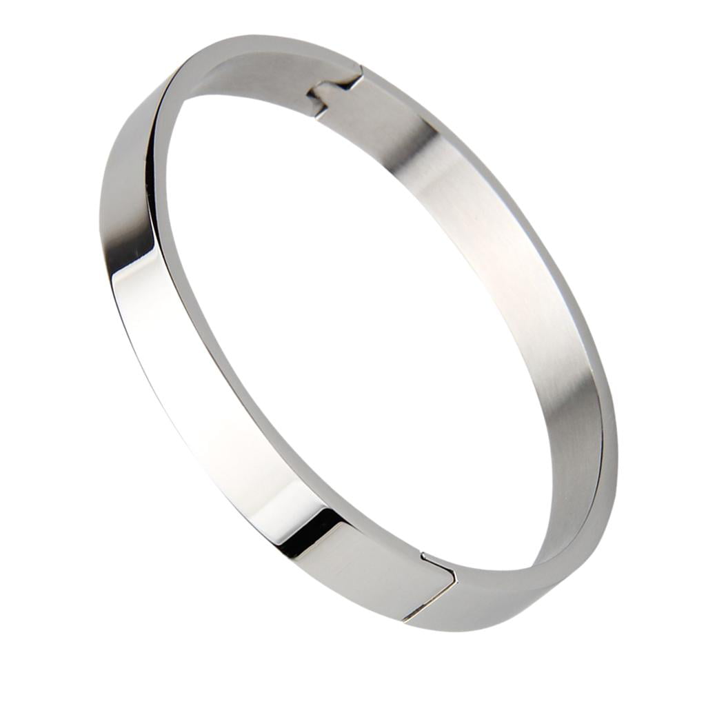 Cuff Bangle Silver Mens Womens Stainless Steel Bracelet 