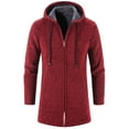 thumbnail image 2 of SWSMCLT Men's Full Zip Hoodies Winter Casual Warm Thermal Cardigan Sweater Long Sleeve Fleece Jacket Slim Fit Hooded Sweatshirt Thick Soft Knit Burgundy 46, 2 of 3