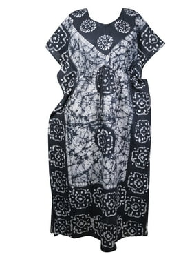 Mogul Women Cotton Maxi Kaftan Dress Summer Resort Wear Beach Cover Up Maternity Printed Nightwear Housedress One Size