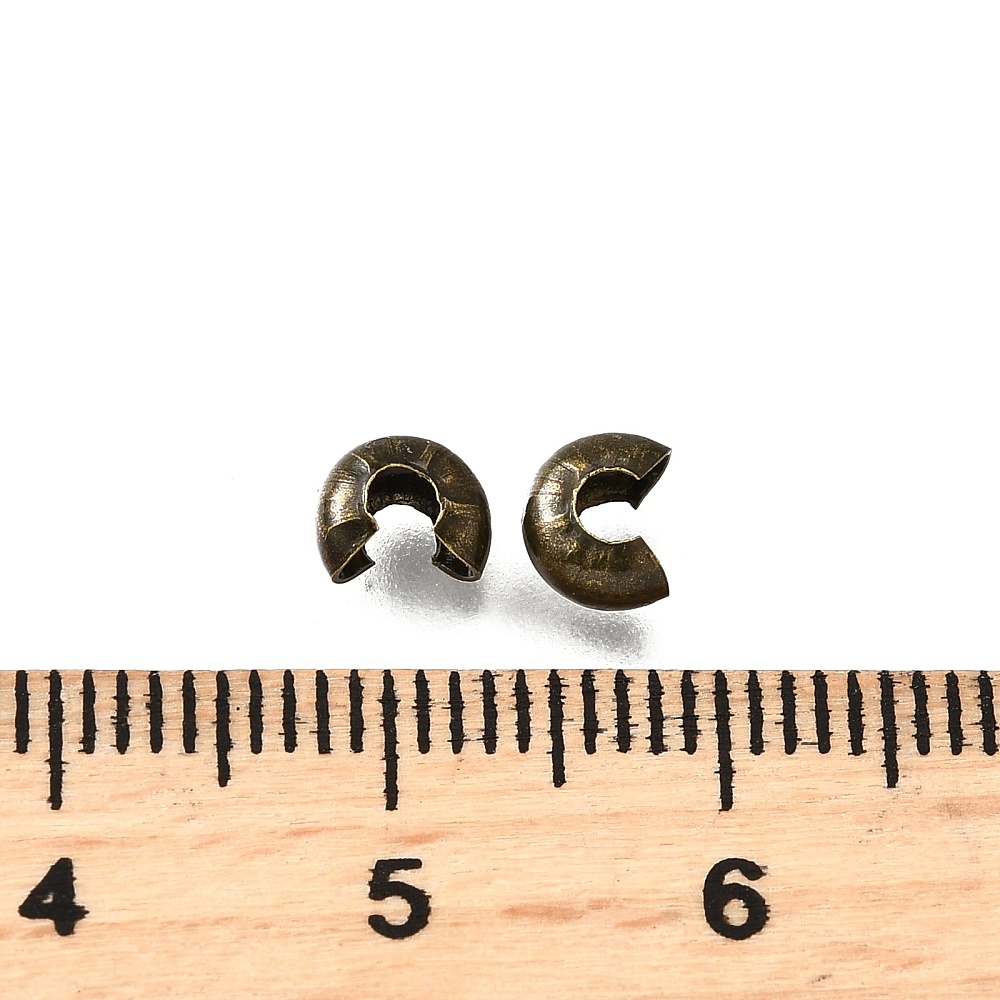 2000pcs Brass Crimp Beads Covers Nickel Free Ringent Round Antique Bronze color About 4mm In Diameter 3mm Thick Hole: 1.5mm