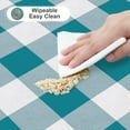 thumbnail image 5 of decorUhome Round Tablecloth, Waterproof Vinyl Flannel Backed Table Cloth, Buffalo Wipeable Plastic Table Cover for Kitchen and Outdoor, Turquoise and White, 60" Round, 5 of 9