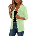 thumbnail image 5 of Turilly Womens Casual Lace Trim Chiffon Open Front Cardigans 3/4 Sleeve Lightweight Layering Shrug, 5 of 6