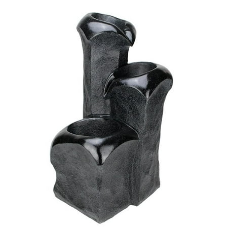 25" Weathered Jet Black Three Tier Outdoor Patio Garden Water Fountain