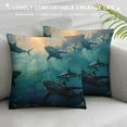thumbnail image 3 of PRATYUS Shark Decorative Pillow Cover, Marine Life Throw Pillow Cover for Home Office Camping, Underwater World Fish Pillow Cover, Ocean Life Decor Cushion Cover White, 3 of 5