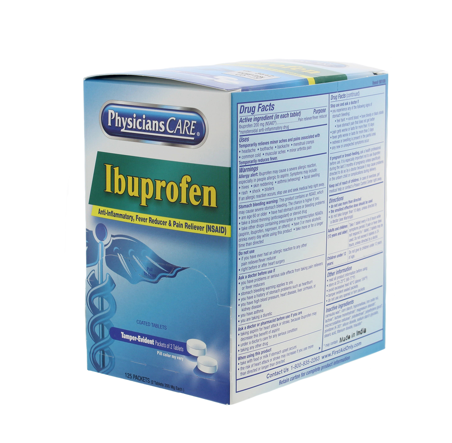 PhysiciansCare 90109 Ibuprofen, 125 Doses Of 2 Tablets
