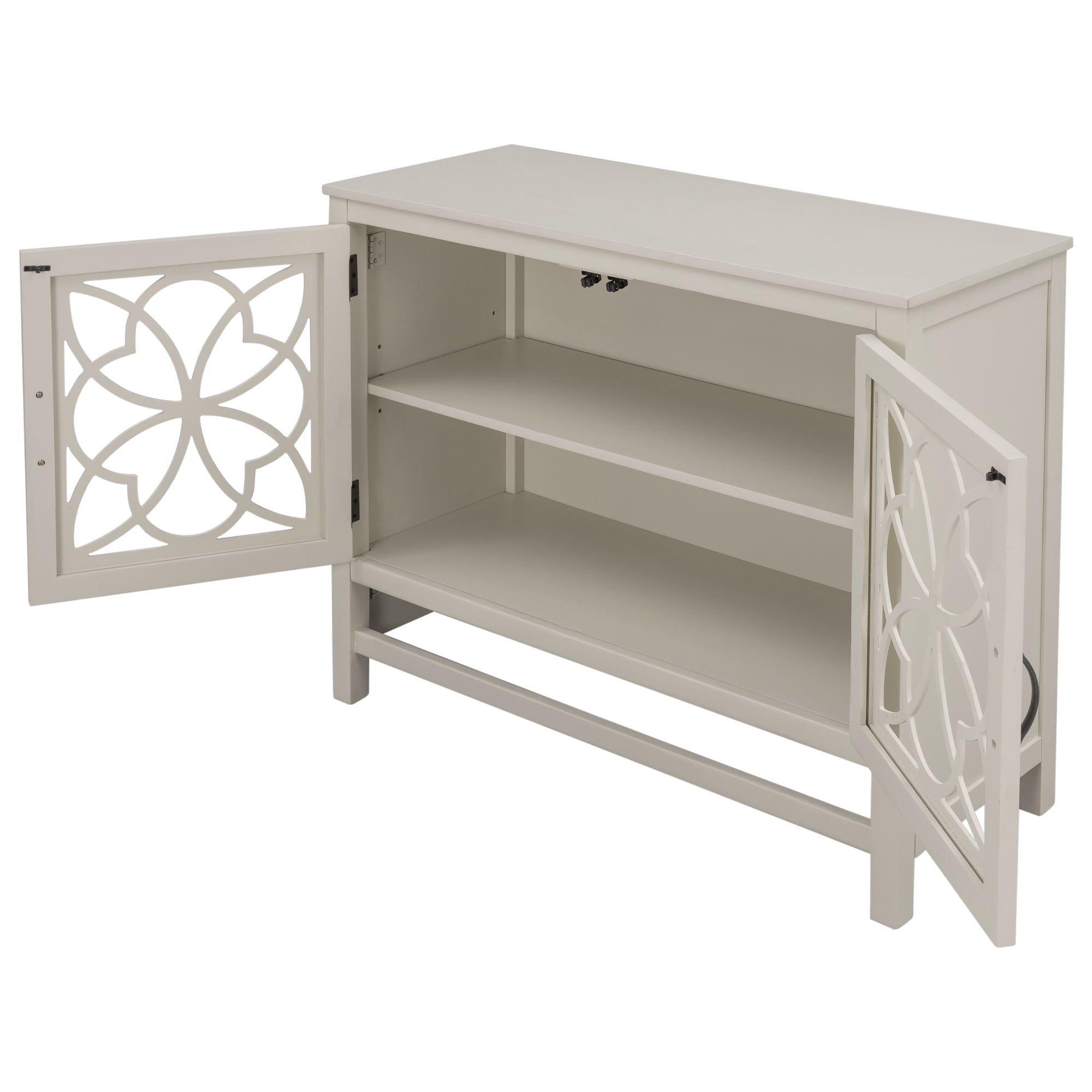 Aukfa Wood Sideboard Buffet Cabinet with Doors and Adjustable Shelf, Cream White