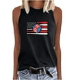 thumbnail image 2 of Usmixi Womens Shirts Sleeveless Crewneck Baseball US Flag Print Tank Tops 4th July Independence Day Loose Fit Racerback Tank Tops Black XXL, 2 of 5