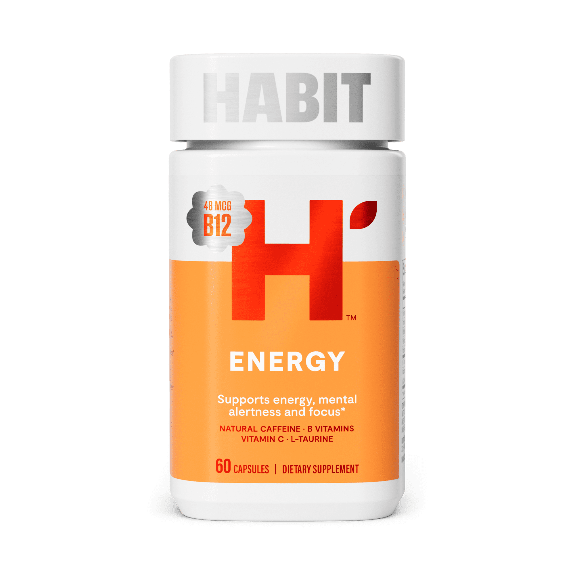 HABIT Energy Supplement, Supports Mental Alertness & Focus, Green Tea Extract, Vitamins B & C, 60 Capsules