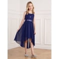 thumbnail image 3 of inlzdz Big Kids Girls Sequin Floral High-low Hem Party Dress Sleeveless Chiffon Dress Birthday Wedding Bridesmaid Gown Navy Blue 10, 3 of 7